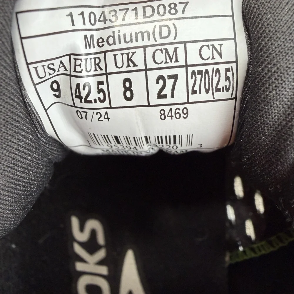 Size 9 -‎ Brooks Adrenaline GTS 24 - Black / White - Mens